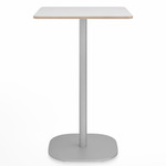 2 Inch Flat Base Bar/ Counter Table - Hand Brushed Aluminum / White Laminate Plywood