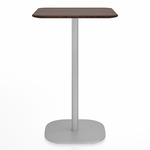2 Inch Flat Base Bar/ Counter Table - Hand Brushed Aluminum / Walnut Plywood
