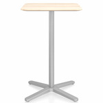 2 Inch X Base Bar/ Counter Table - Silver Powder Coated Aluminum / Accoya Wood