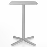 2 Inch X Base Bar/ Counter Table - Silver Powder Coated Aluminum / Hand Brushed Aluminum