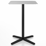 2 Inch X Base Bar/ Counter Table - Black Powder Coated Aluminum / Hand Brushed Aluminum