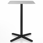 2 Inch X Base Bar/ Counter Table - Black Powder Coated Aluminum / Hand Brushed Aluminum