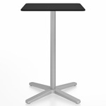 2 Inch X Base Bar/ Counter Table - Silver Powder Coated Aluminum / Black HPL
