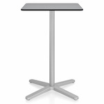 2 Inch X Base Bar/ Counter Table - Silver Powder Coated Aluminum / Grey HPL