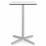 2 Inch X Base Bar/ Counter Table - Silver Powder Coated Aluminum / White HPL