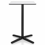 2 Inch X Base Bar/ Counter Table - Black Powder Coated Aluminum / White HPL