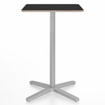 2 Inch X Base Bar/ Counter Table - Silver Powder Coated Aluminum / Black Laminate Plywood
