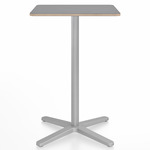 2 Inch X Base Bar/ Counter Table - Silver Powder Coated Aluminum / Grey Laminate Plywood