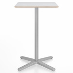 2 Inch X Base Bar/ Counter Table - Silver Powder Coated Aluminum / White Laminate Plywood