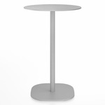 2 Inch Flat Base Counter Round Table - Hand Brushed Aluminum / Hand Brushed Aluminum