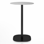 2 Inch Flat Base Counter Round Table - Black Powder Coated Aluminum / Hand Brushed Aluminum