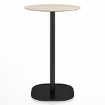 2 Inch Flat Base Counter Round Table - Black Powder Coated Aluminum / Ash Plywood