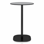 2 Inch Flat Base Counter Round Table - Black Powder Coated Aluminum / Grey HPL