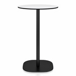 2 Inch Flat Base Counter Round Table - Black Powder Coated Aluminum / White HPL