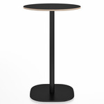 2 Inch Flat Base Counter Round Table - Hand Brushed Aluminum / Black Laminate Plywood