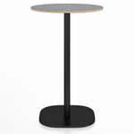 2 Inch Flat Base Counter Round Table - Black Powder Coated Aluminum / Grey Laminate Plywood
