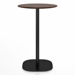 2 Inch Flat Base Counter Round Table - Black Powder Coated Aluminum / Walnut Plywood