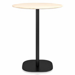2 Inch Flat Base Counter Round Table - Black Powder Coated Aluminum / Accoya Wood