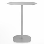 2 Inch Flat Base Counter Round Table - Hand Brushed Aluminum / Hand Brushed Aluminum