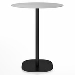 2 Inch Flat Base Counter Round Table - Black Powder Coated Aluminum / Hand Brushed Aluminum