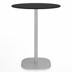 2 Inch Flat Base Counter Round Table - Hand Brushed Aluminum / Black HPL