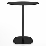 2 Inch Flat Base Counter Round Table - Black Powder Coated Aluminum / Black HPL