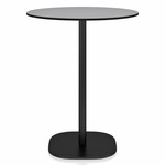 2 Inch Flat Base Counter Round Table - Black Powder Coated Aluminum / Grey HPL