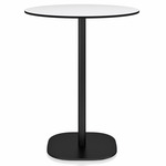 2 Inch Flat Base Counter Round Table - Black Powder Coated Aluminum / White HPL