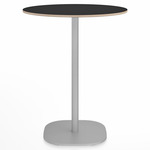 2 Inch Flat Base Counter Round Table - Hand Brushed Aluminum / Black Laminate Plywood