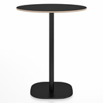 2 Inch Flat Base Counter Round Table - Black Powder Coated Aluminum / Black Laminate Plywood