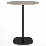 2 Inch Flat Base Counter Round Table - Black Powder Coated Aluminum / Grey Laminate Plywood