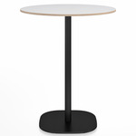 2 Inch Flat Base Counter Round Table - Black Powder Coated Aluminum / White Laminate Plywood