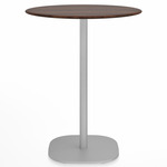 2 Inch Flat Base Counter Round Table - Hand Brushed Aluminum / Walnut Plywood