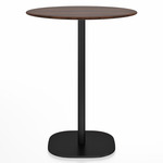 2 Inch Flat Base Counter Round Table - Black Powder Coated Aluminum / Walnut Plywood