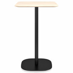 2 Inch Flat Base Counter Square Table - Black Powder Coated Aluminum / Accoya Wood