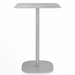 2 Inch Flat Base Counter Square Table - Hand Brushed Aluminum / Hand Brushed Aluminum