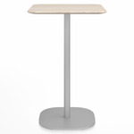 2 Inch Flat Base Counter Square Table - Hand Brushed Aluminum / Ash Plywood