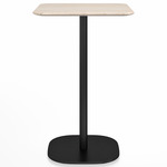 2 Inch Flat Base Counter Square Table - Black Powder Coated Aluminum / Ash Plywood