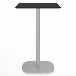 2 Inch Flat Base Counter Square Table - Hand Brushed Aluminum / Black HPL
