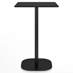 2 Inch Flat Base Counter Square Table - Black Powder Coated Aluminum / Black HPL