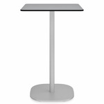 2 Inch Flat Base Counter Square Table - Hand Brushed Aluminum / Grey HPL