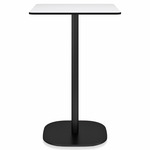 2 Inch Flat Base Counter Square Table - Black Powder Coated Aluminum / White HPL