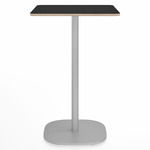 2 Inch Flat Base Counter Square Table - Hand Brushed Aluminum / Black Laminate Plywood