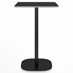 2 Inch Flat Base Counter Square Table - Black Powder Coated Aluminum / Black Laminate Plywood