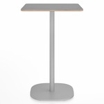 2 Inch Flat Base Counter Square Table - Hand Brushed Aluminum / Grey Laminate Plywood