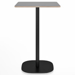 2 Inch Flat Base Counter Square Table - Black Powder Coated Aluminum / Grey Laminate Plywood