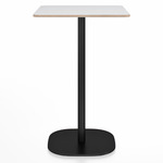 2 Inch Flat Base Counter Square Table - Black Powder Coated Aluminum / White Laminate Plywood
