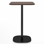 2 Inch Flat Base Counter Square Table - Black Powder Coated Aluminum / Walnut Plywood