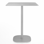2 Inch Flat Base Counter Square Table - Hand Brushed Aluminum / Hand Brushed Aluminum