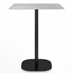 2 Inch Flat Base Counter Square Table - Black Powder Coated Aluminum / Hand Brushed Aluminum